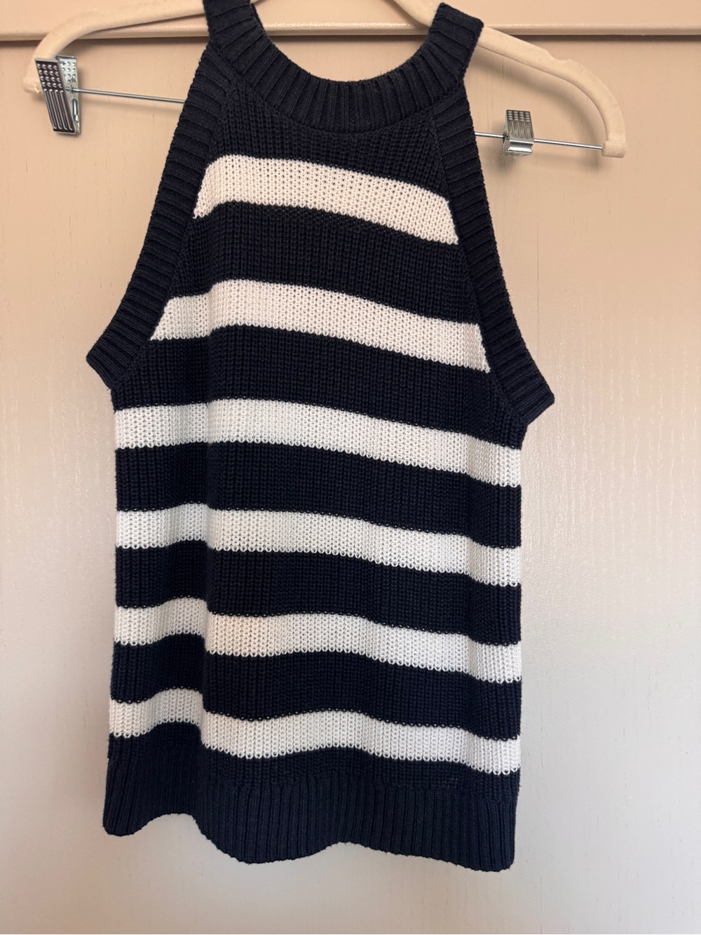 Striped Knit Tank Top in Navy & White